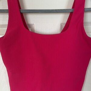 Women's Pink Ribbed Sports Bra Top